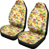 Yellow Camo And Hibiscus Flower Print Universal Fit Car Seat Covers 102422