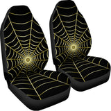 Yellow Cobweb Print Universal Fit Car Seat Covers 102422