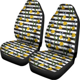 Yellow Daffodil Striped Pattern Print Universal Fit Car Seat Covers 102422