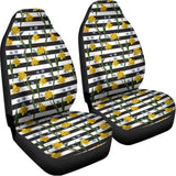 Yellow Daffodil Striped Pattern Print Universal Fit Car Seat Covers 102422