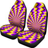 Yellow Dizzy Moving Optical Illusion Universal Fit Car Seat Covers 102422