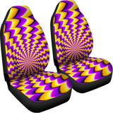 Yellow Dizzy Moving Optical Illusion Universal Fit Car Seat Covers 102422
