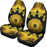 Yellow Flower Kaleidoscope Print Universal Fit Car Seat Covers 102422