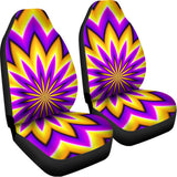 Yellow Flower Moving Optical Illusion Universal Fit Car Seat Covers 102422