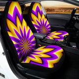 Yellow Flower Moving Optical Illusion Universal Fit Car Seat Covers 102422