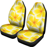 Yellow Frangipani Pattern Print Universal Fit Car Seat Covers 102422