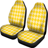 Yellow Harlequin Pattern Print Universal Fit Car Seat Covers 102422