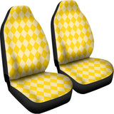 Yellow Harlequin Pattern Print Universal Fit Car Seat Covers 102422