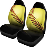 Yellow Softball Ball Print Universal Fit Car Seat Covers 102422