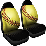 Yellow Softball Ball Print Universal Fit Car Seat Covers 102422