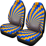 Yellow Spiral Moving Optical Illusion Universal Fit Car Seat Covers 102422