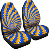 Yellow Spiral Moving Optical Illusion Universal Fit Car Seat Covers 102422