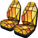 Yellow Stained Glass Mosaic Print Universal Fit Car Seat Covers 102422