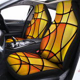 Yellow Stained Glass Mosaic Print Universal Fit Car Seat Covers 102422