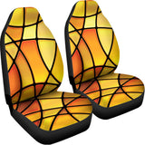 Yellow Stained Glass Mosaic Print Universal Fit Car Seat Covers 102422