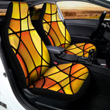 Yellow Stained Glass Mosaic Print Universal Fit Car Seat Covers 102422
