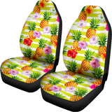 Yellow Striped Pineapple Pattern Print Universal Fit Car Seat Covers 102422