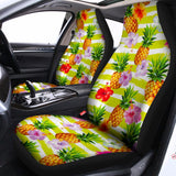 Yellow Striped Pineapple Pattern Print Universal Fit Car Seat Covers 102422
