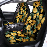 Yellow Tulip Floral Pattern Print Universal Fit Car Seat Covers 102422
