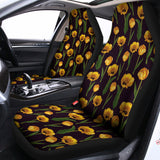 Yellow Tulip Flower Pattern Print Universal Fit Car Seat Covers 102422