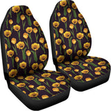 Yellow Tulip Flower Pattern Print Universal Fit Car Seat Covers 102422