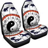 Yin Yang Chinese Zodiac Wheel Print Universal Fit Car Seat Covers 102422