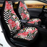 Zigzag Peony And Rose Pattern Print Universal Fit Car Seat Covers 102422