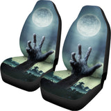 Zombie Hand Rising From Grave Print Universal Fit Car Seat Covers 102422