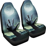 Zombie Hand Rising From Grave Print Universal Fit Car Seat Covers 102422