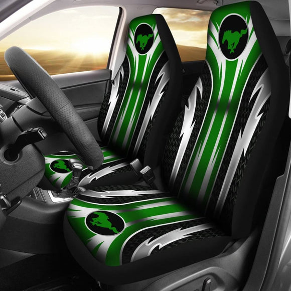2 Front Mustang Seat Covers Green 144627 - YourCarButBetter