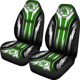 2 Front Skoda Seat Covers Green 144627 - YourCarButBetter