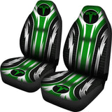 2 Front Tesla Seat Covers Green 144627 - YourCarButBetter
