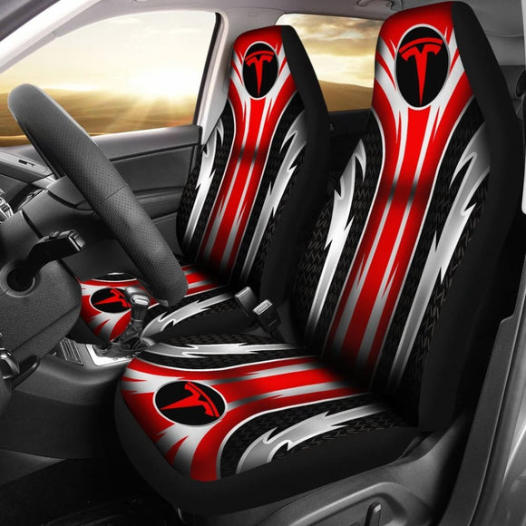 2 Front Tesla Seat Covers Red 144627 - YourCarButBetter