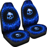 2 Pcs Blue Gothic Skull Car Seat Covers 101819 - YourCarButBetter