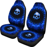 2 Pcs Blue Gothic Skull Car Seat Covers 101819 - YourCarButBetter