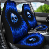 2 Pcs Blue Gothic Skull Car Seat Covers 101819 - YourCarButBetter