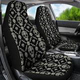 2 Pcs Floral Sugar Skull Day Of The Dead Skull Car Seat Covers 101819 - YourCarButBetter