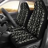 2 Pcs Floral Sugar Skull Day Of The Dead Skull Car Seat Covers 101819 - YourCarButBetter