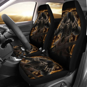 2 Pcs Floral Sugar Skull Day Of The Dead Skull Car Seat Covers 101819 - YourCarButBetter