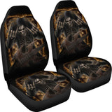 2 Pcs Floral Sugar Skull Day Of The Dead Skull Car Seat Covers 101819 - YourCarButBetter