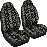 2 Pcs Floral Sugar Skull Day Of The Dead Skull Car Seat Covers 101819 - YourCarButBetter