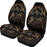 2 Pcs Floral Sugar Skull Day Of The Dead Skull Car Seat Covers 101819 - YourCarButBetter