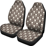 2 Pcs Floral Sugar Skull Day Of The Dead Skull Car Seat Covers 101819 - YourCarButBetter