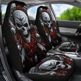 2 Pcs Gothic Biker Skull Car Seat Covers 101819 - YourCarButBetter