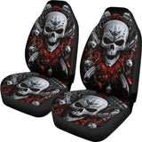 2 Pcs Gothic Biker Skull Car Seat Covers 101819 - YourCarButBetter