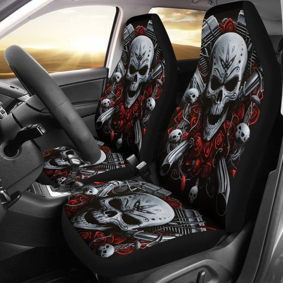 2 Pcs Gothic Biker Skull Car Seat Covers 101819 - YourCarButBetter