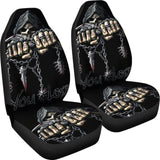 2 Pcs Gothic Game Over Skull Car Seat Covers 101819 - YourCarButBetter