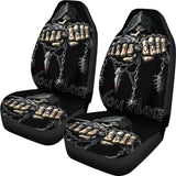 2 Pcs Gothic Game Over Skull Car Seat Covers 101819 - YourCarButBetter