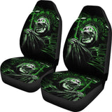 2 Pcs Gothic Green Skull Car Seat Covers 101819 - YourCarButBetter