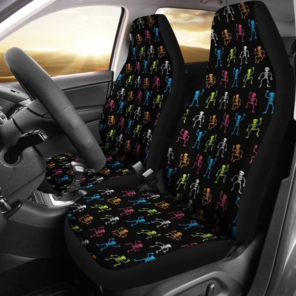 2 Pcs Gothic Skeleton Skull Car Seat Covers 101819 - YourCarButBetter